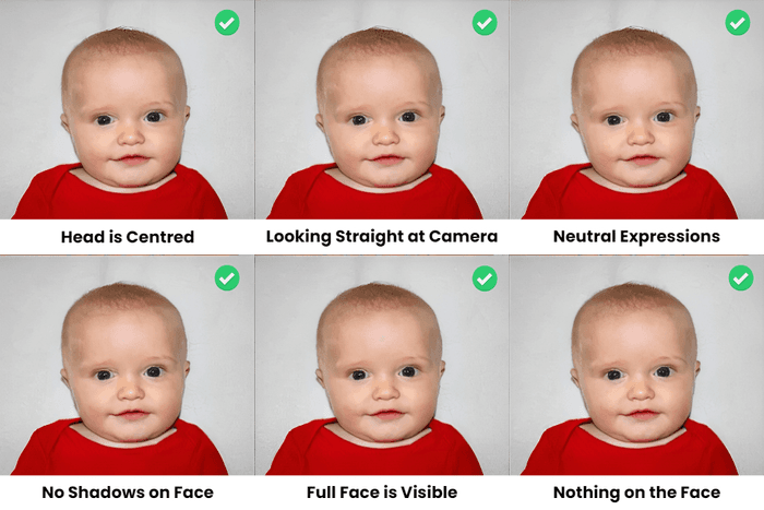 Acceptable baby passport photo example